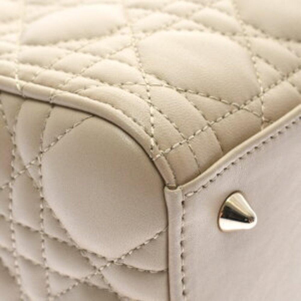 Christian Dior Lady Handbag Taupe Cream Beige Lambskin - Picture 7 of 9